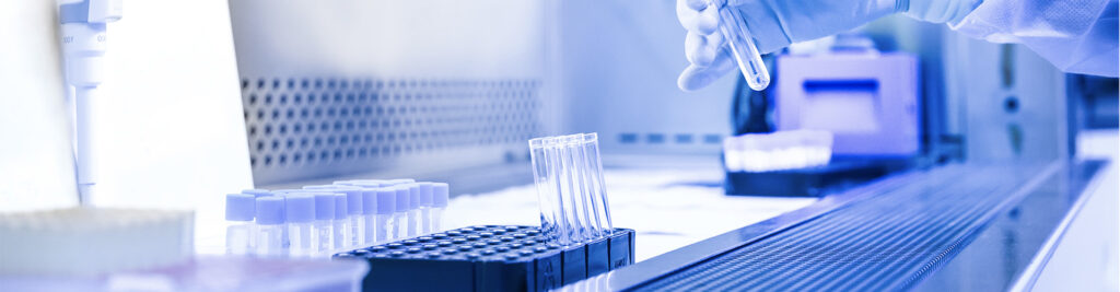 medical test tubes in a cleanroom