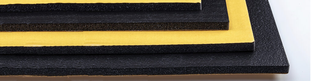 stack of black and yellow closed cell polyethylene foam